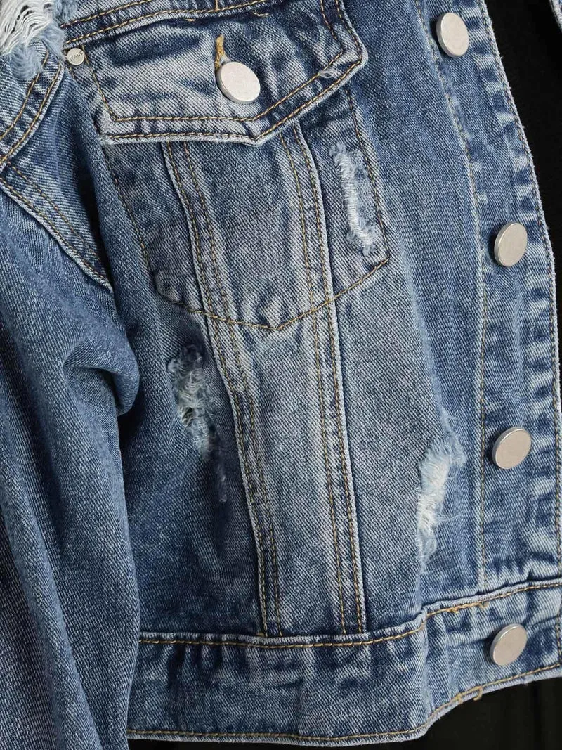 Gicca denim corta con strappi - jeans