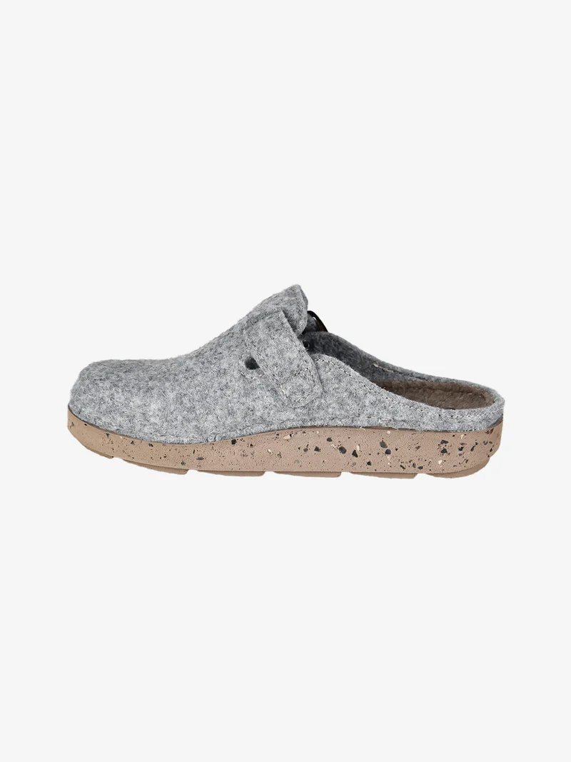 Pantofole donna in feltro con fibbia - argento