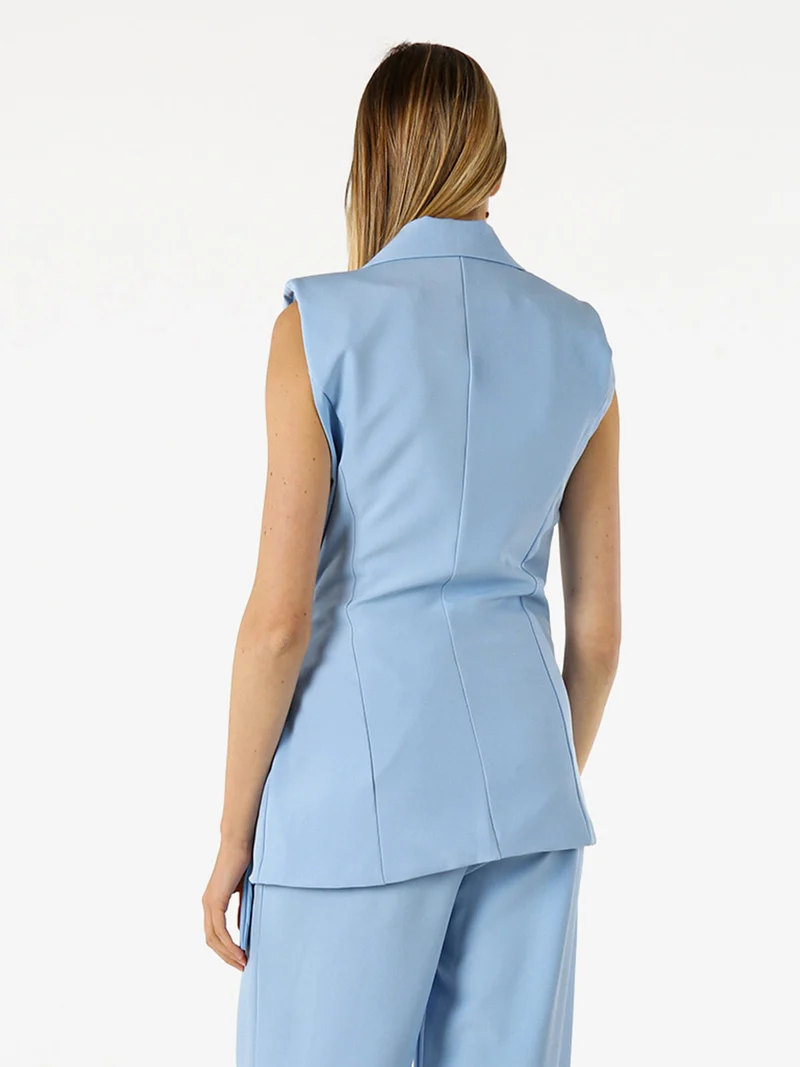 Gilet donna con dettaglio dorato - azzurro
