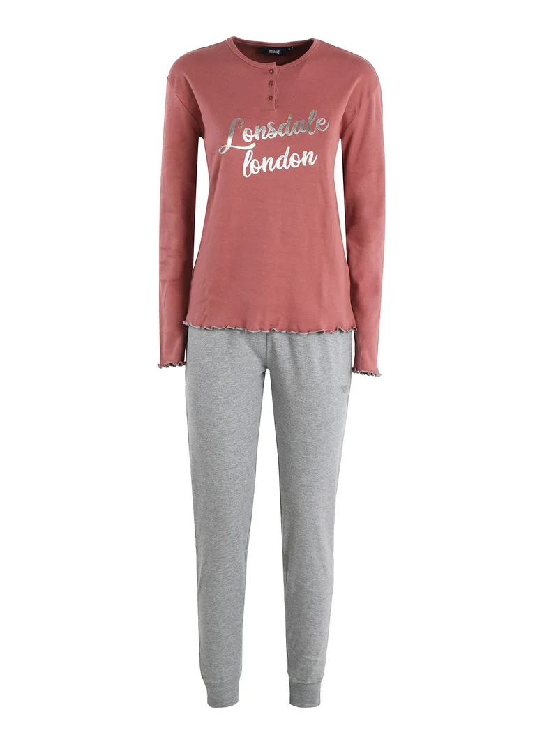 Pigiama lungo da donna in misto cotone - rosa
