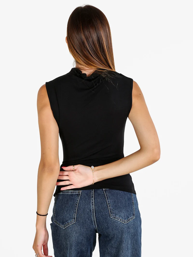 Top donna accollato - nero