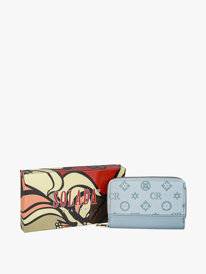 Portafoglio da donna con stampa monogramma - azzurro