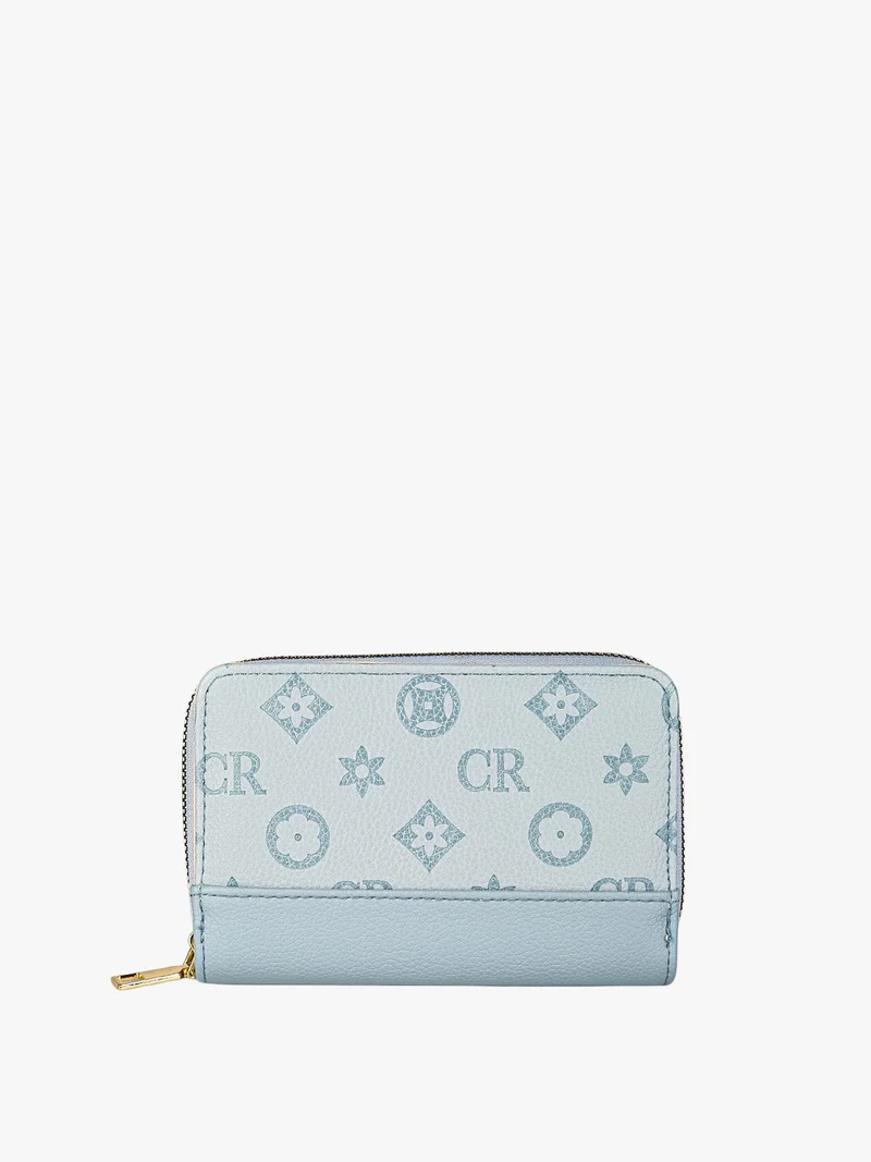 Portafoglio da donna con stampa monogramma - azzurro