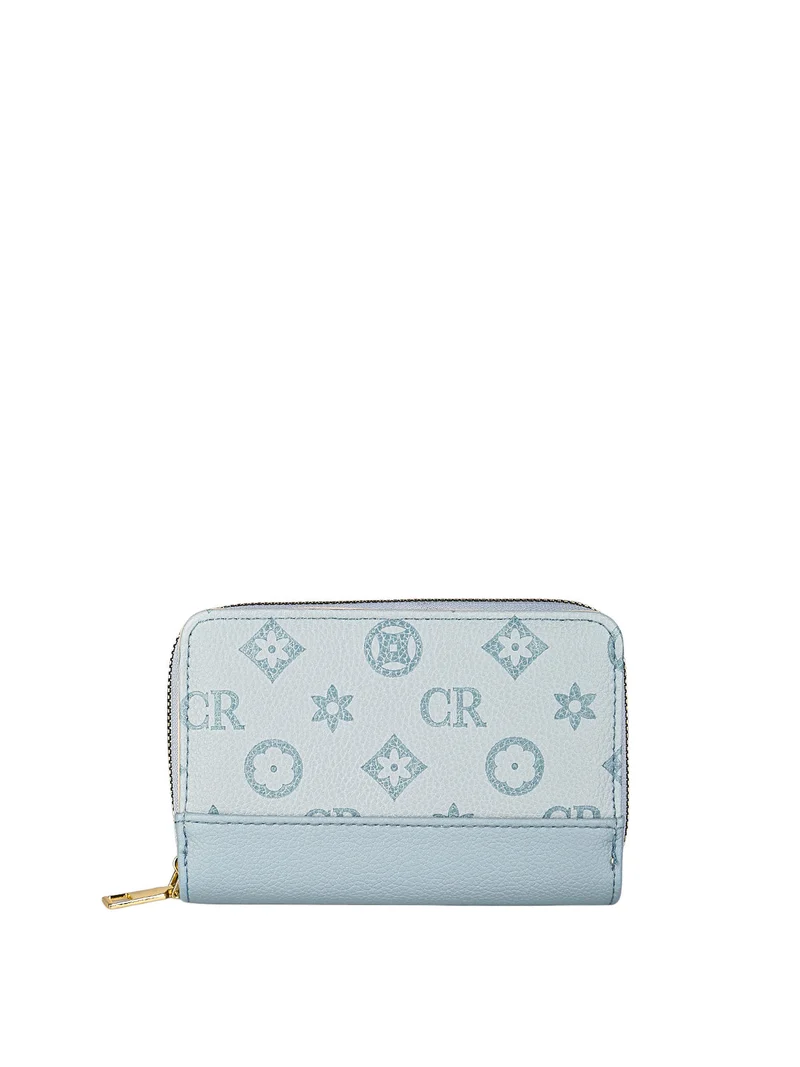 Portafoglio da donna con stampa monogramma - azzurro