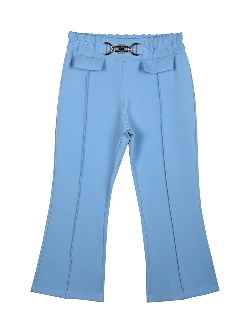 Pantaloni cropped da bambina a zampa - azzurro
