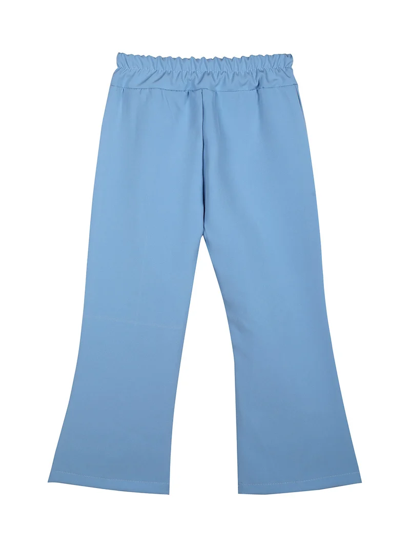 Pantaloni cropped da bambina a zampa - azzurro