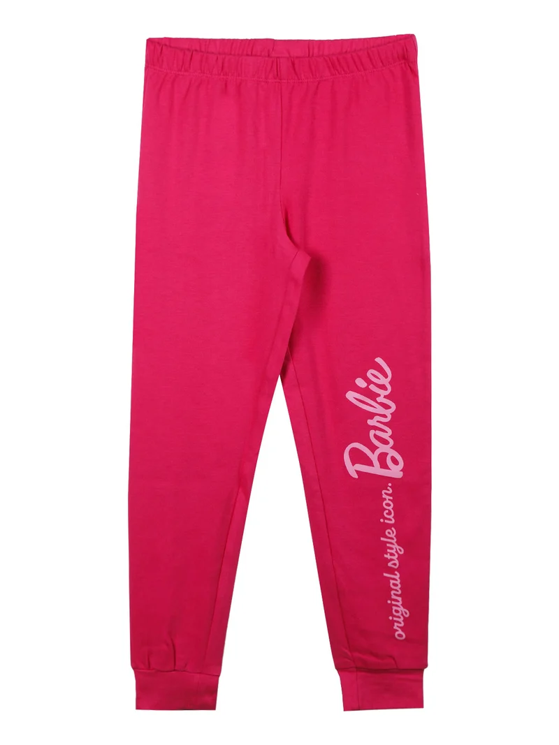 Pigiama lungo da bambina in cotone interlock - rosa