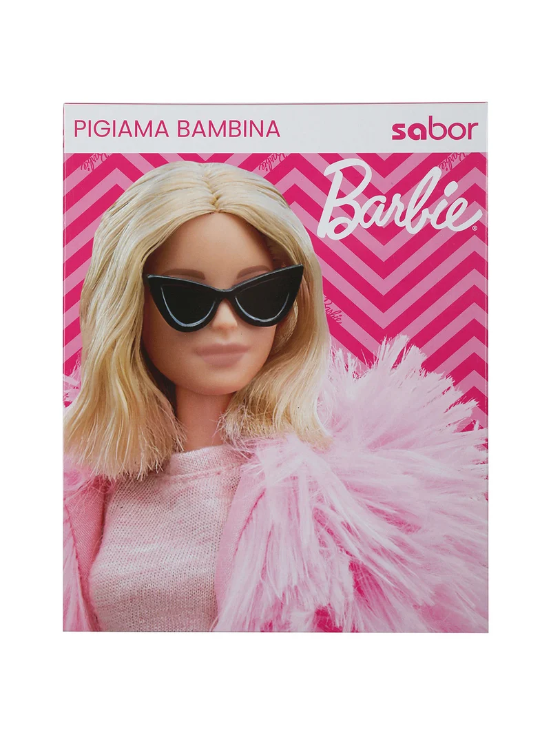 Pigiama lungo da bambina in cotone interlock - rosa