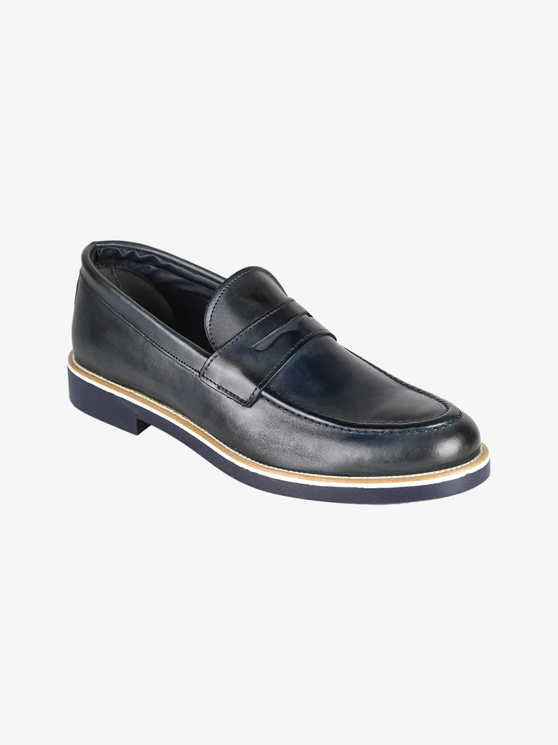 Mocassini da uomo in pelle - blu scuro