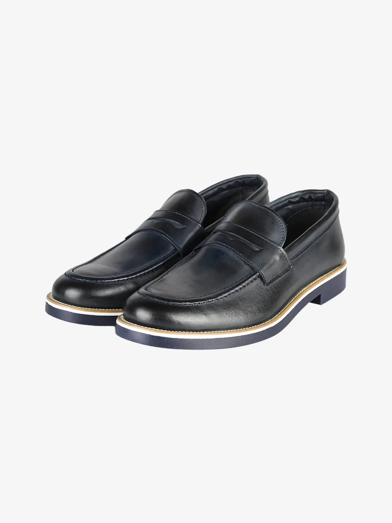 Mocassini da uomo in pelle - blu scuro