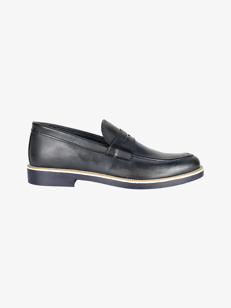 Mocassini da uomo in pelle - blu scuro