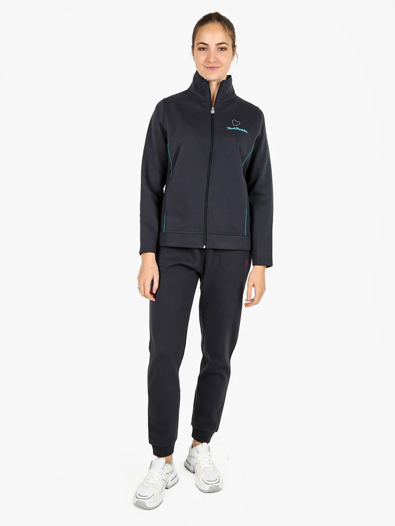 Completo tuta donna 2 pezzi con felpa e pantaloni - blu scuro