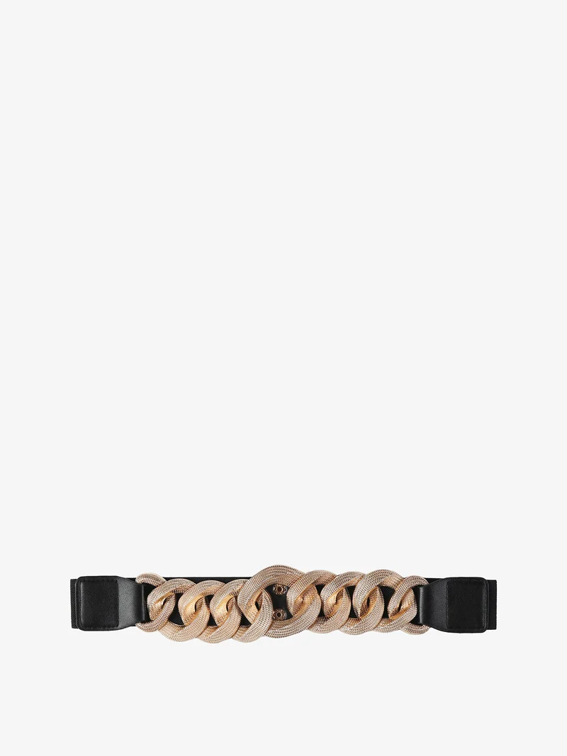 Cintura stringivita da donna con anelli in metallo - nero