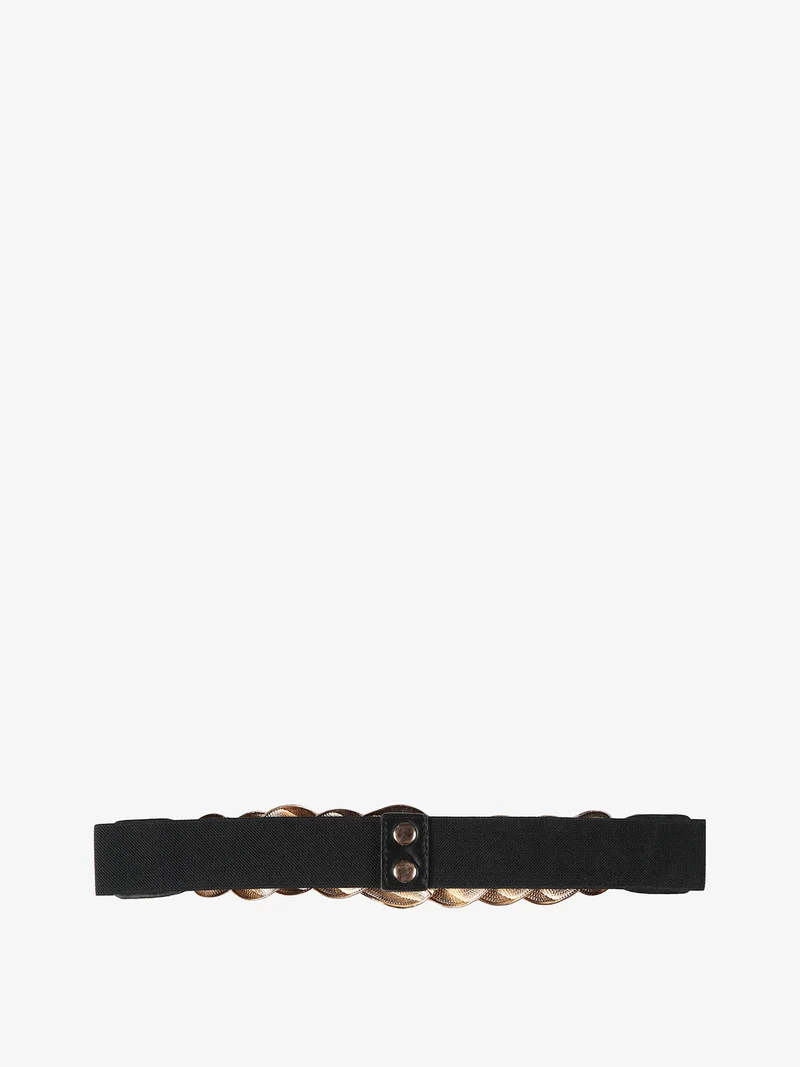Cintura stringivita da donna con anelli in metallo - nero