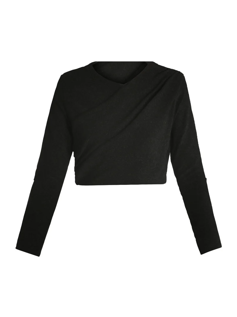 Top donna lurex a manica lunga - nero