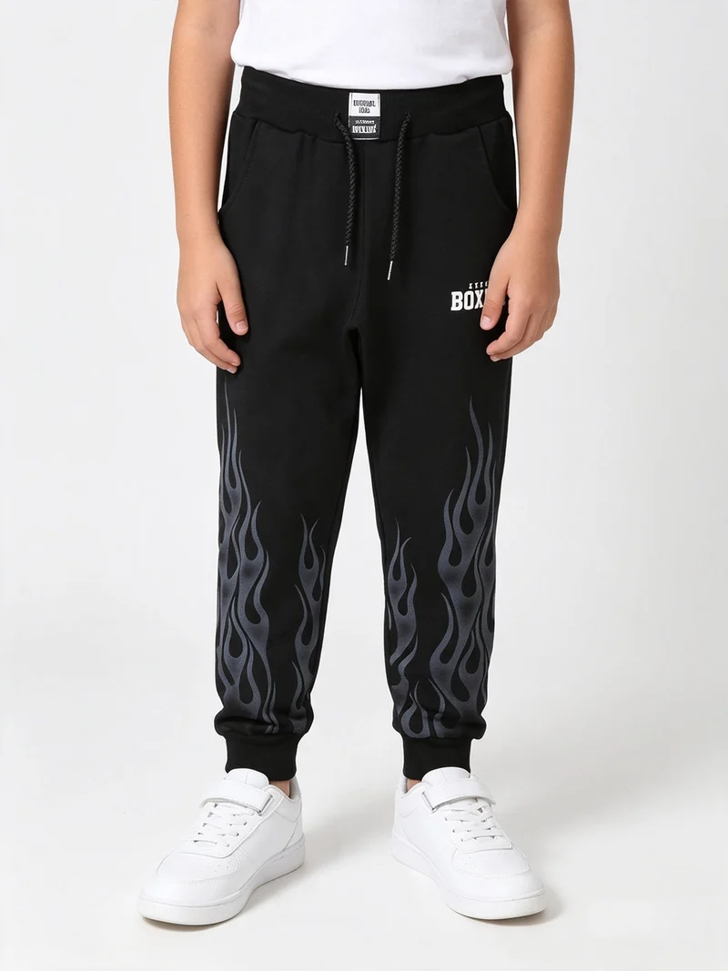 Pantaloni da ragazzo in felpa con coulisse - nero