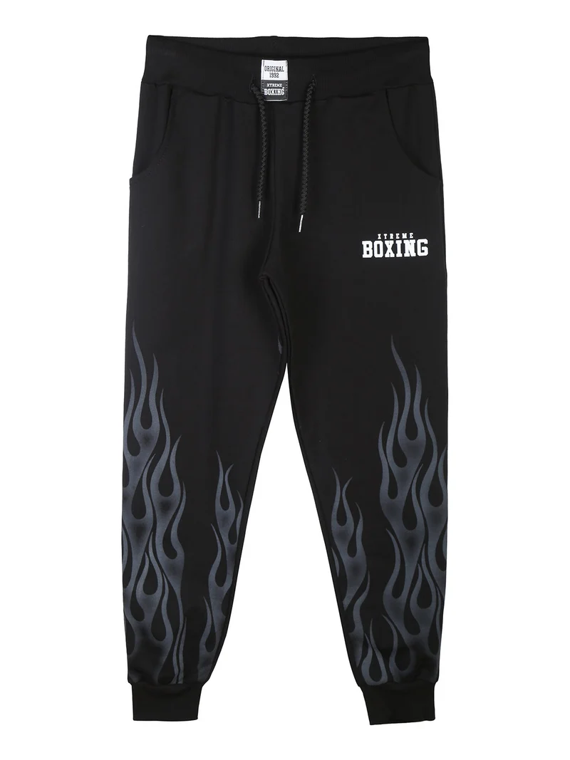 Pantaloni da ragazzo in felpa con coulisse - nero