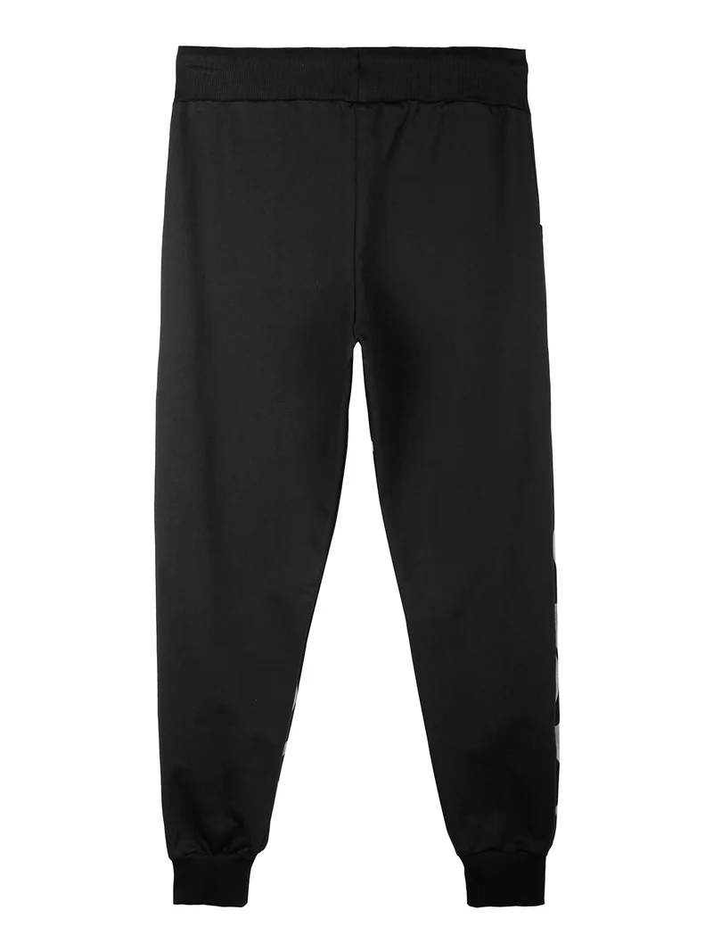 Pantaloni da ragazzo in felpa con coulisse - nero