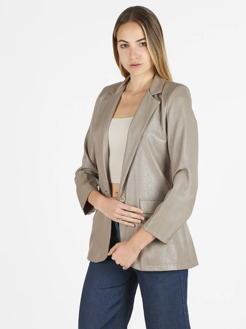 Blazer donna oversize monobottone - taupe