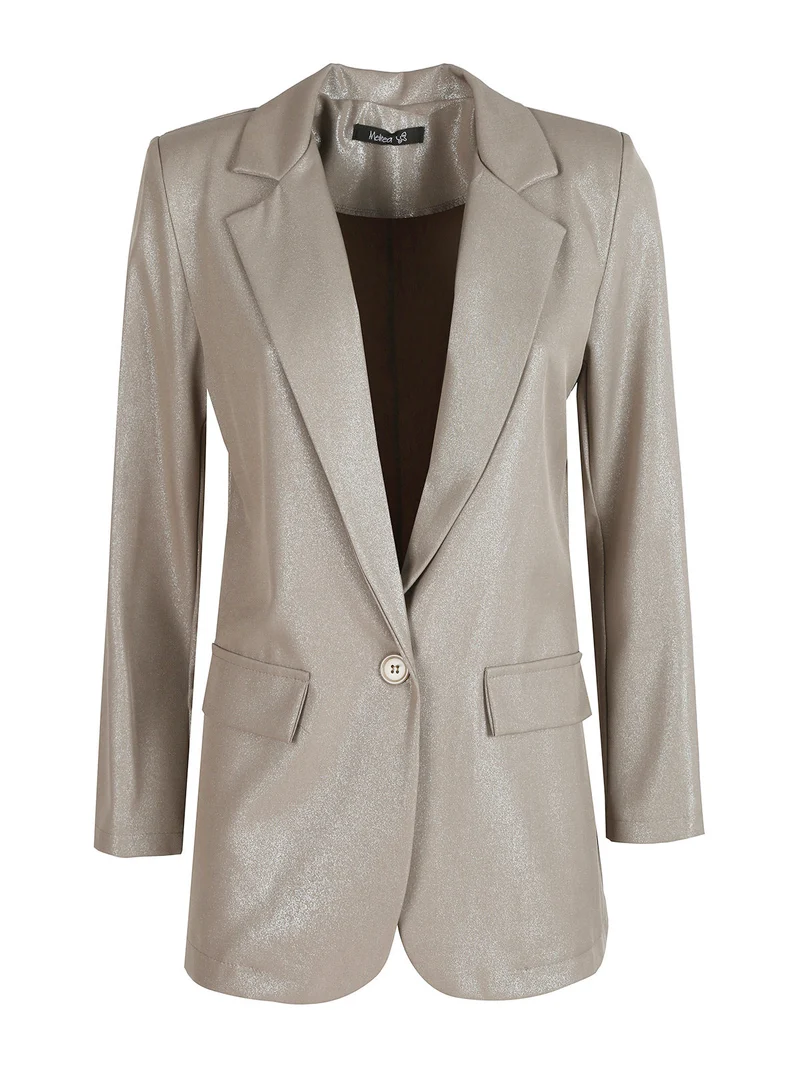 Blazer donna oversize monobottone - taupe