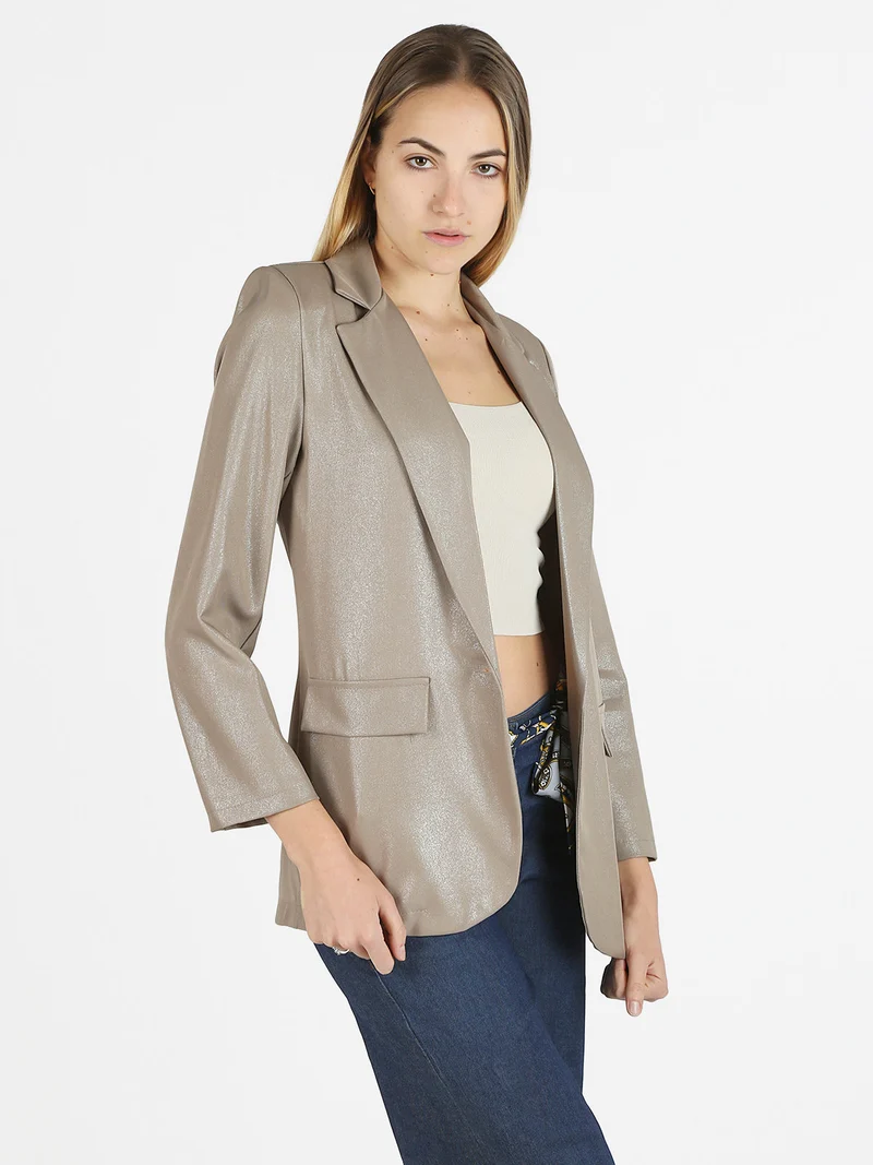 Blazer donna oversize monobottone - taupe