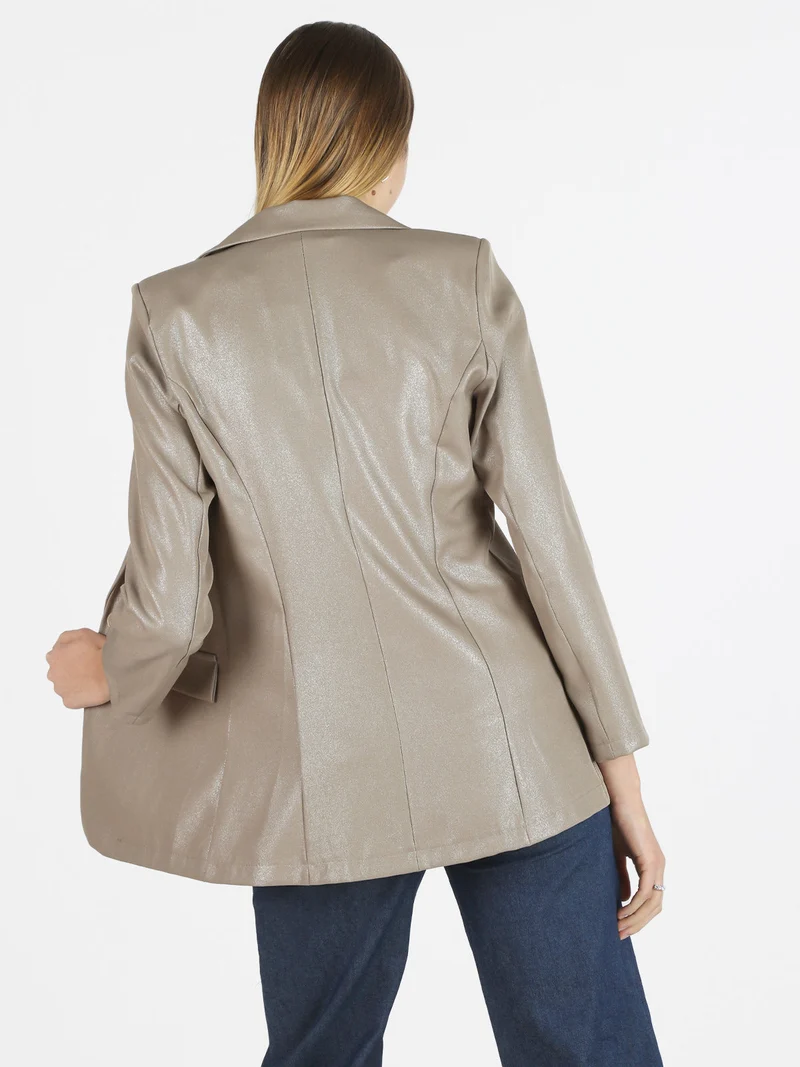 Blazer donna oversize monobottone - taupe