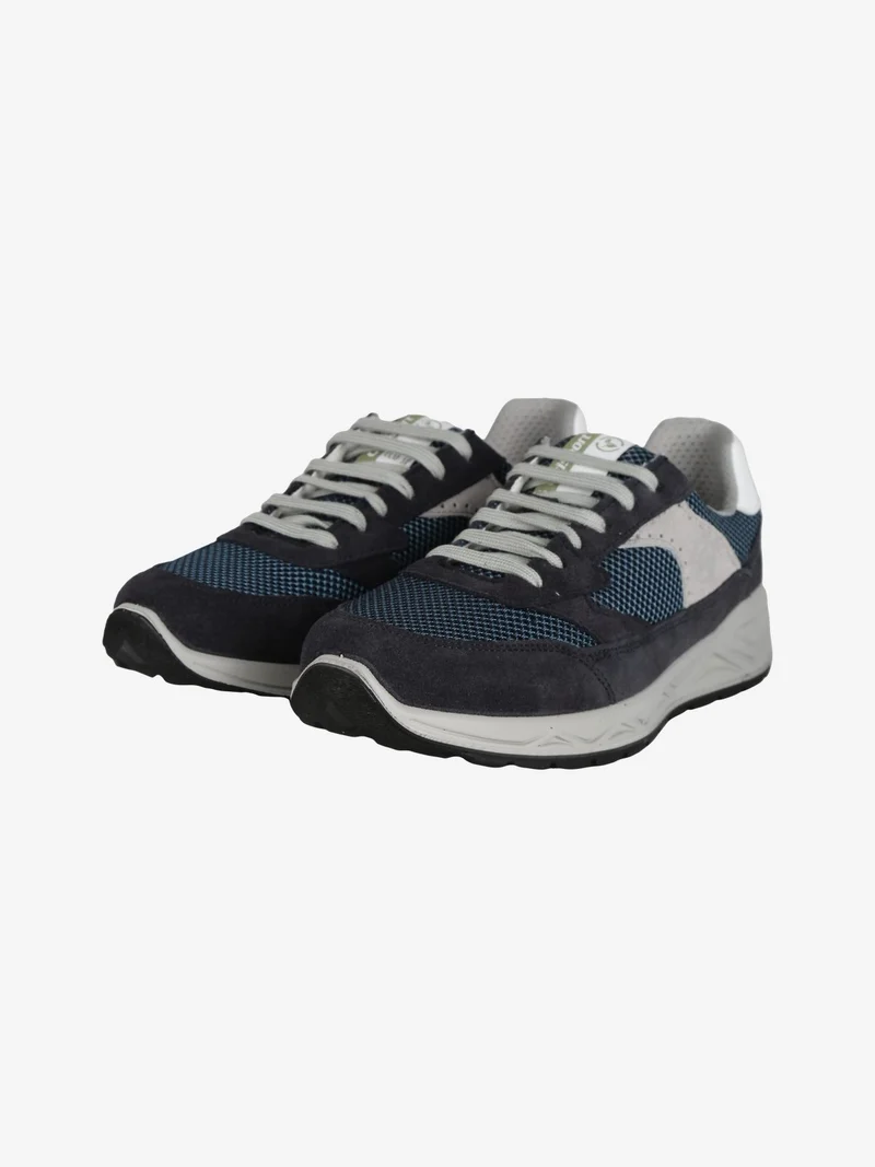 Sneakers in pelle stringate uomo - blu scuro