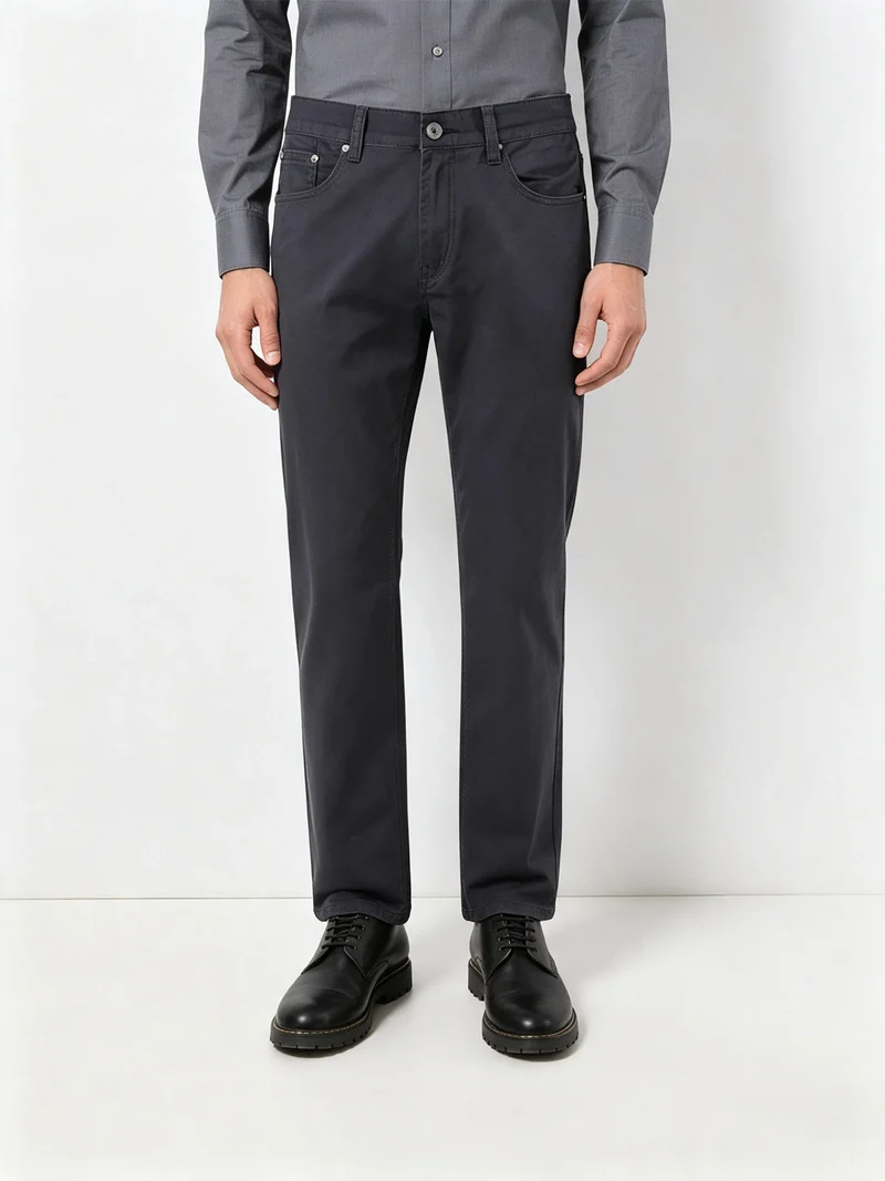 Pantaloni casual da uomo in cotone taglie grandi - blu scuro
