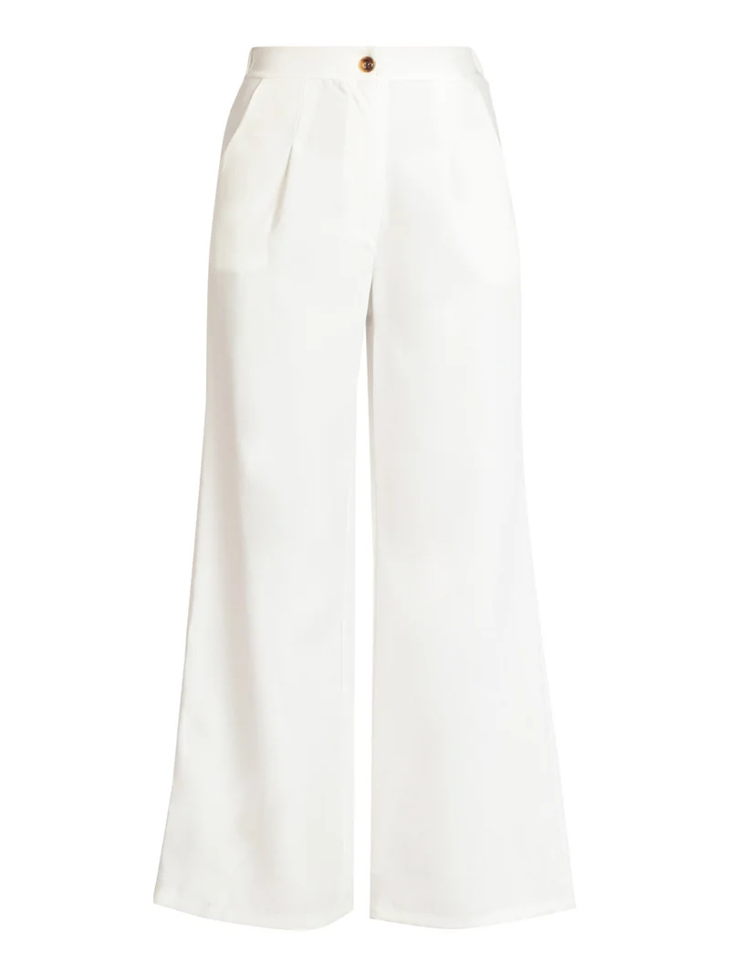 Pantaloni donna a gamba larga - bianco