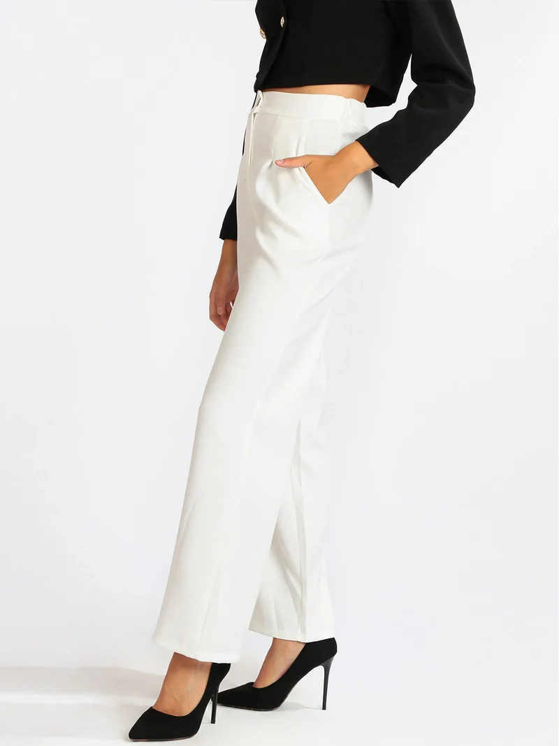 Pantaloni donna a gamba larga - bianco