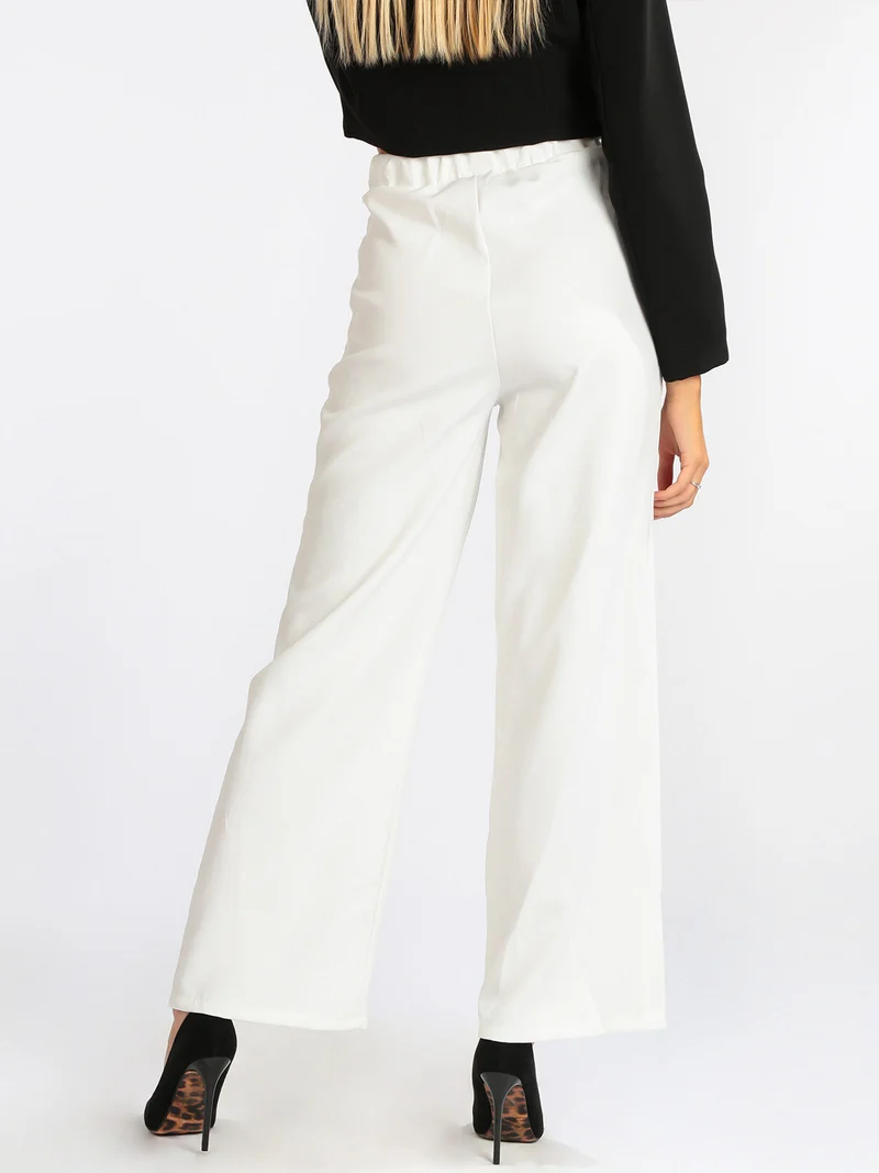 Pantaloni donna a gamba larga - bianco