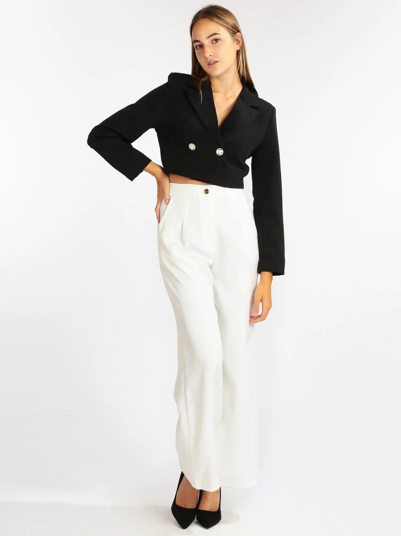 Pantaloni donna a gamba larga - bianco