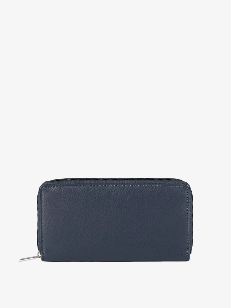 Portafoglio in pelle da donna con zip - blu