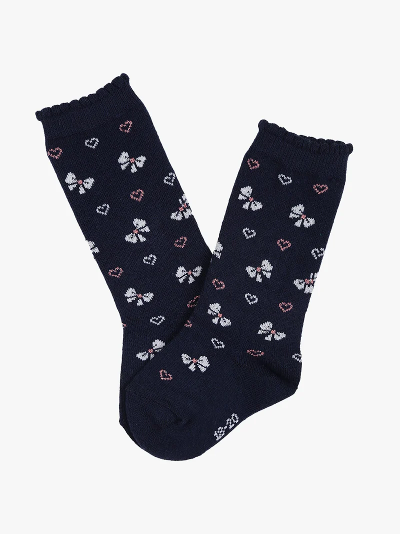 Calze lunghe da bambina in caldo cotone - blu scuro