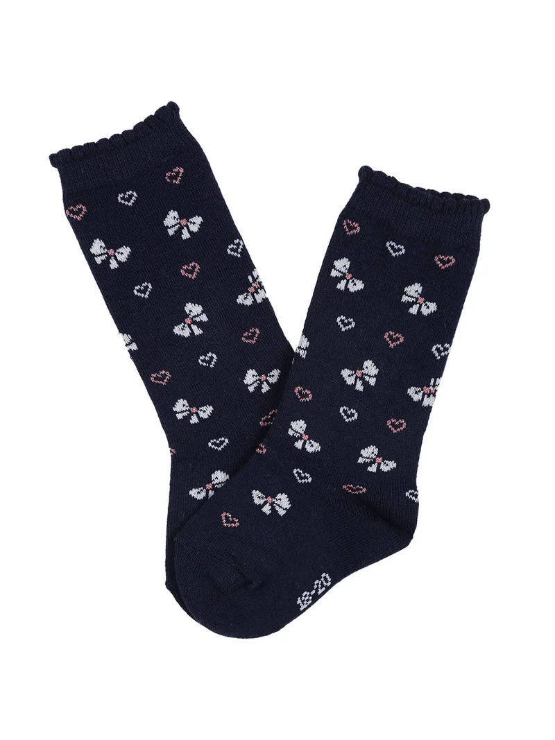 Calze lunghe da bambina in caldo cotone - blu scuro