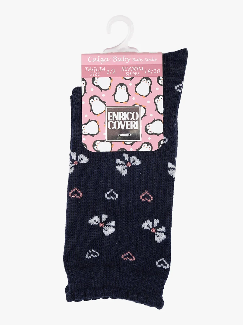 Calze lunghe da bambina in caldo cotone - blu scuro
