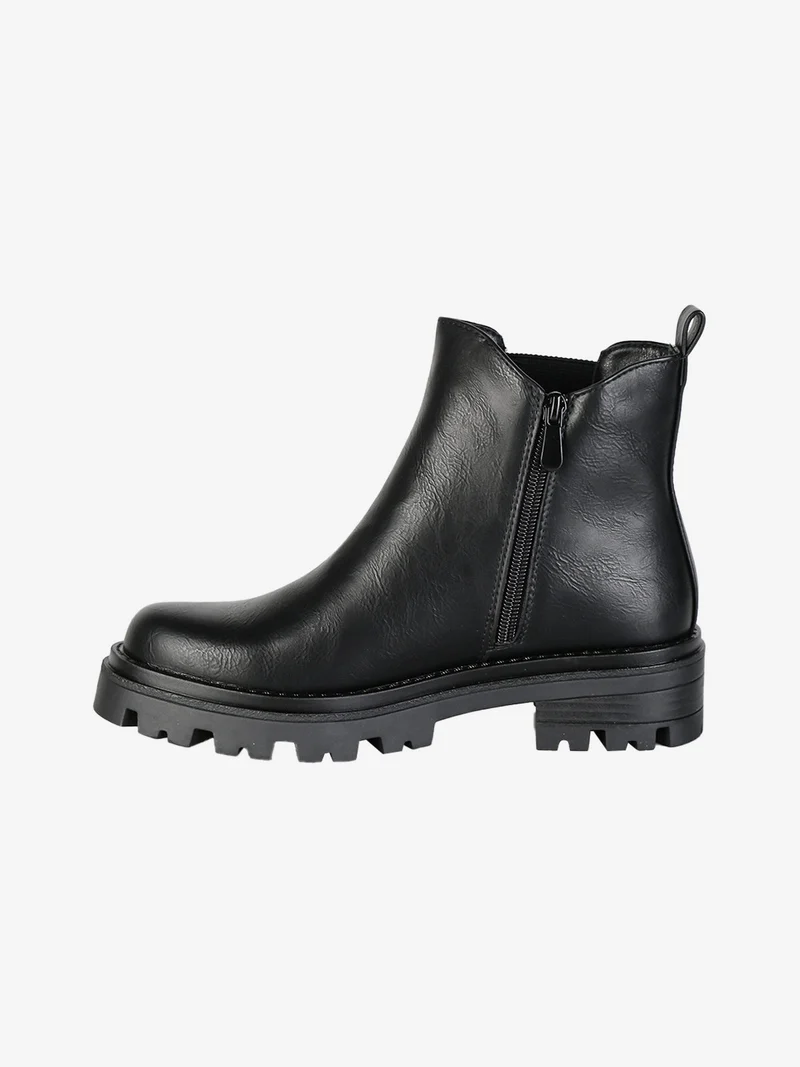 Stivaletti donna in ecopelle con zip - nero