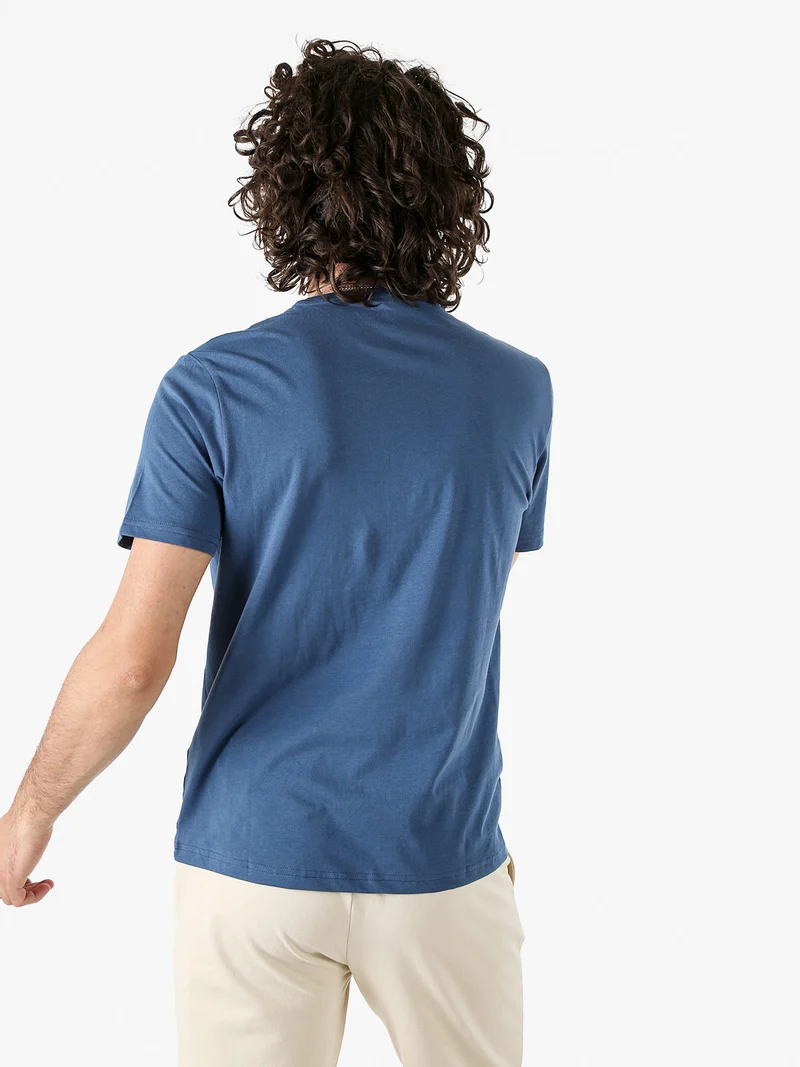 T-shirt da uomo in cotone con stampa - blu