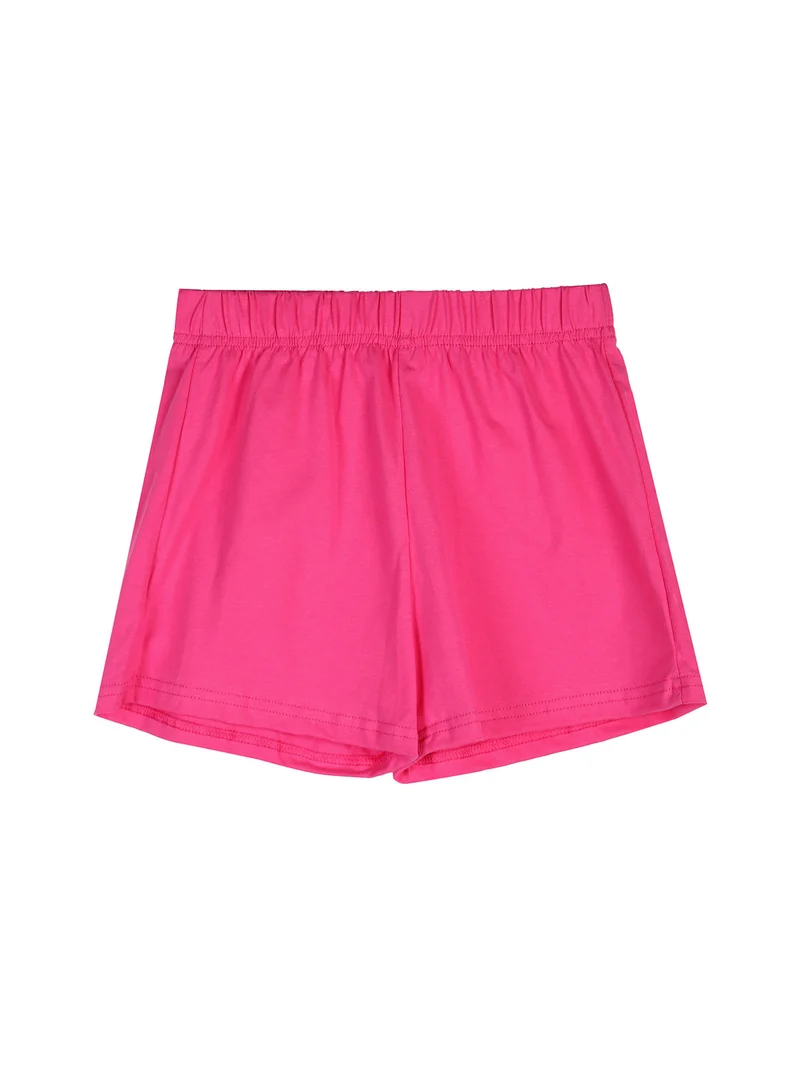 Completo corto da bambina con canotta e shorts in cotone - bianco