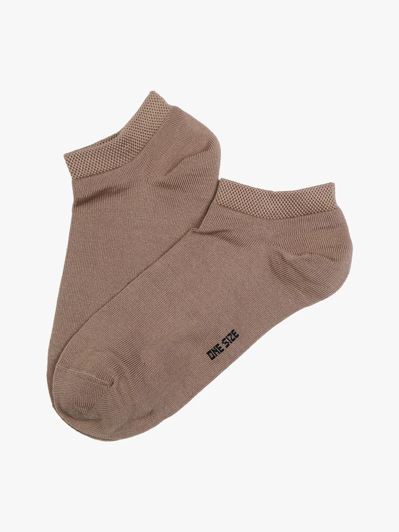 Calze corte sneaker da donna in cotone mercerizzato - marrone