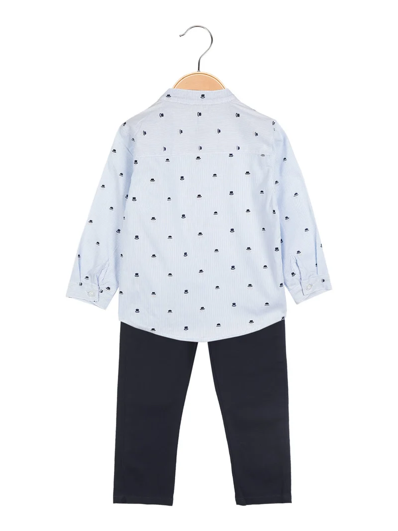 Completo da neonato 2 pezzi con camicia + pantaloni - azzurro