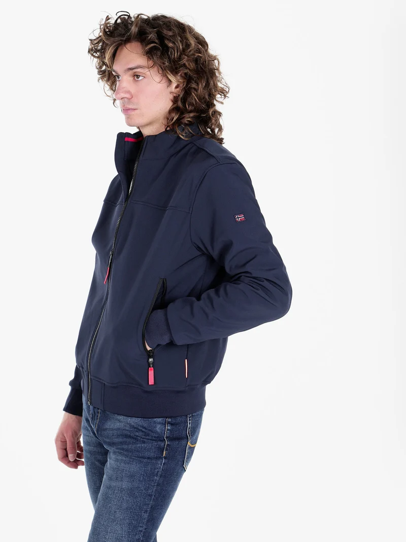 Giacca impermeabile da uomo con interno in pile - blu scuro