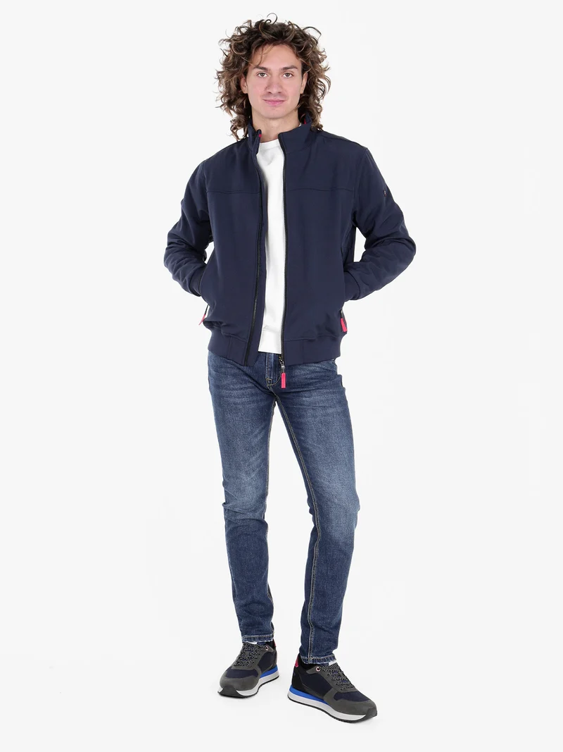 Giacca impermeabile da uomo con interno in pile - blu scuro