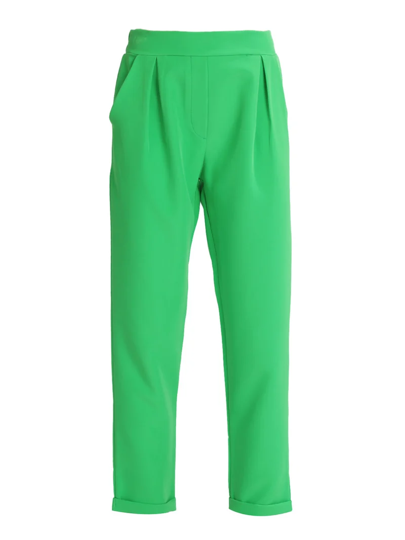 Pantaloni donna con risvolto - verde