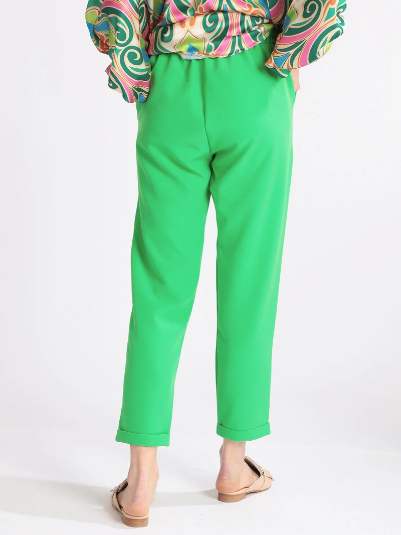 Pantaloni donna con risvolto - verde