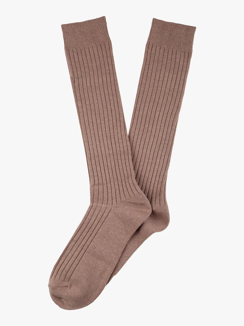 Calze lunghe donna in misto cashmere - khaki