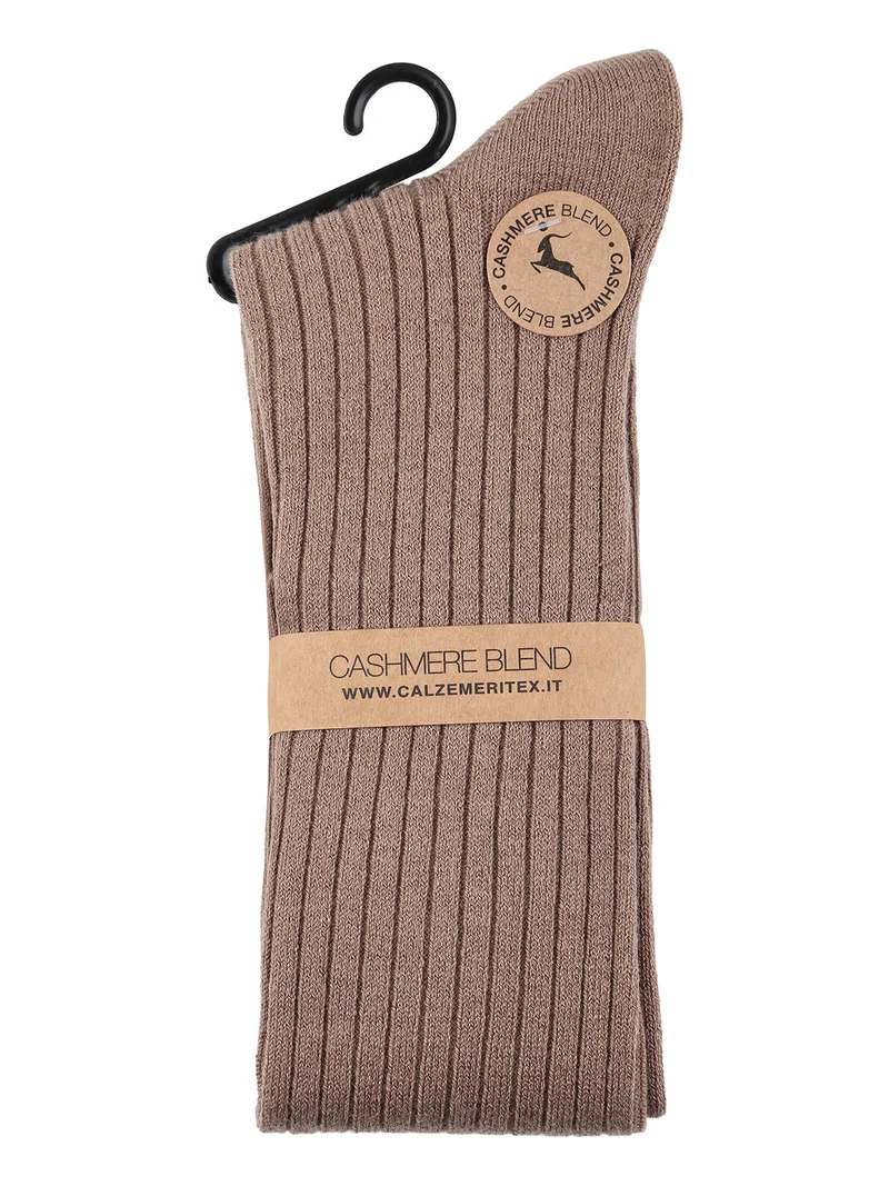 Calze lunghe donna in misto cashmere - khaki