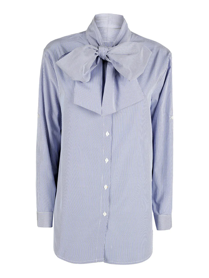 Camicia rigata da donna a maniche lunghe - blu