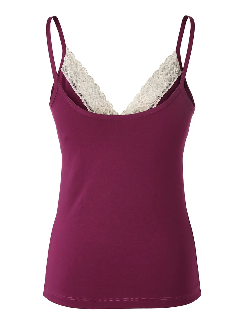 Coordinato intimo donna con ricami in pizzo - porpora