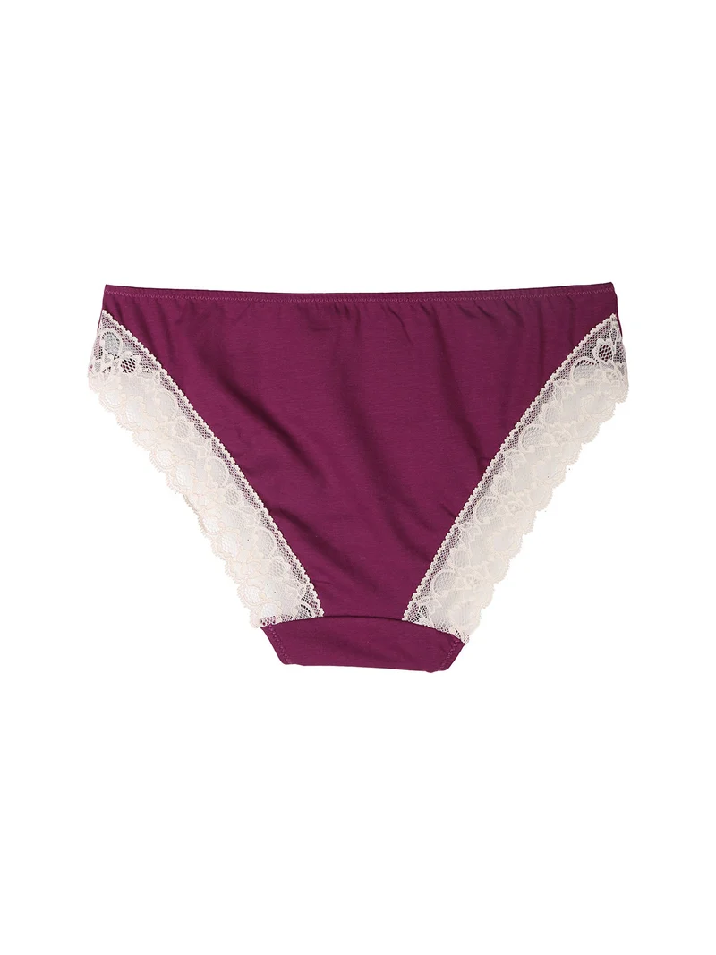 Coordinato intimo donna con ricami in pizzo - porpora